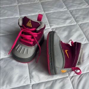 Nike Kids' Gray and Pink Boots